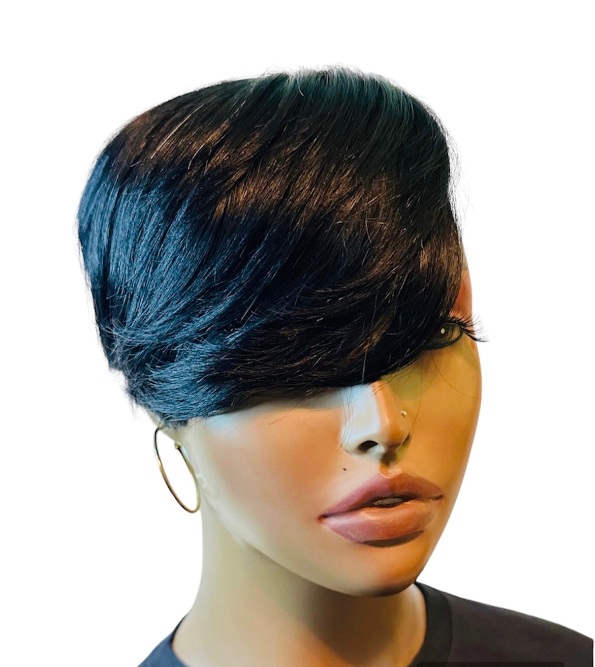 Half Black Short Cut Clip On Hair Piece TheHairGuru Carla