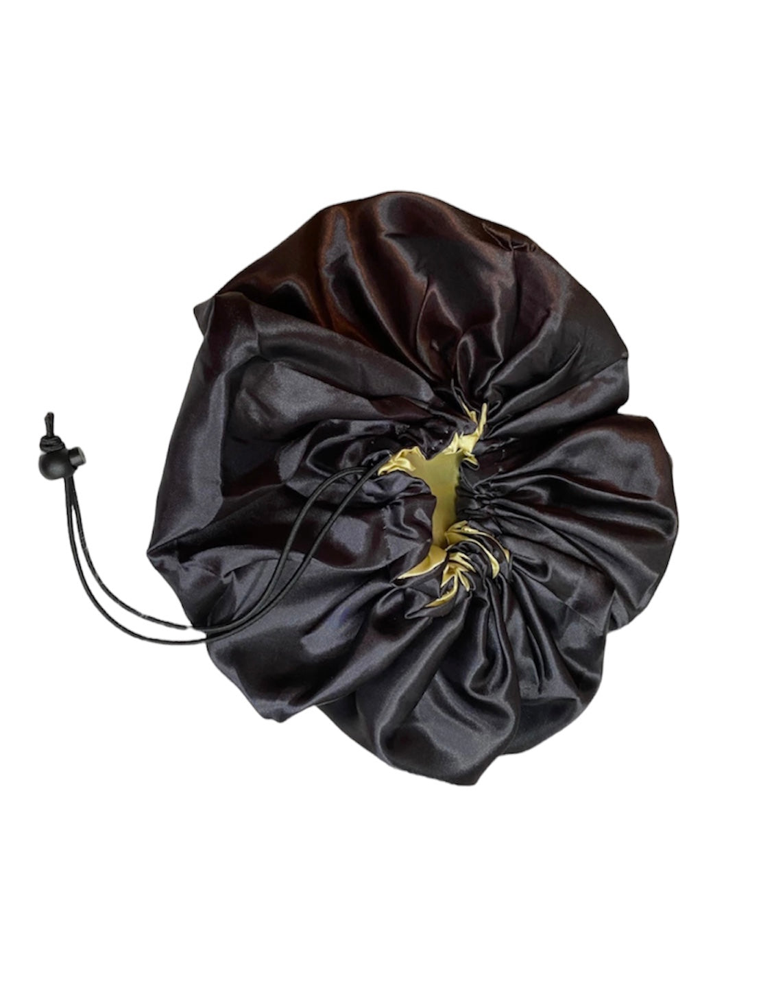 THGC DOUBLE LAYERED SATIN ADJUSTABLE GOLD & BLACK BONNET