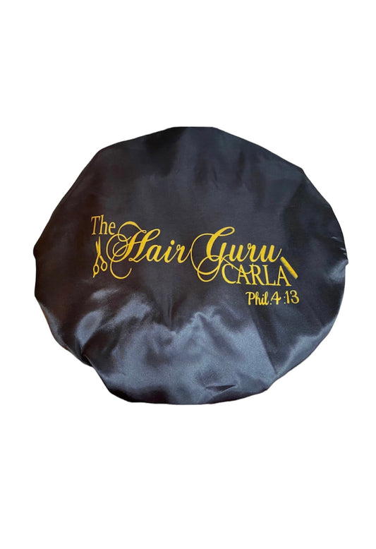 THGC DOUBLE LAYERED SATIN ADJUSTABLE GOLD & BLACK BONNET